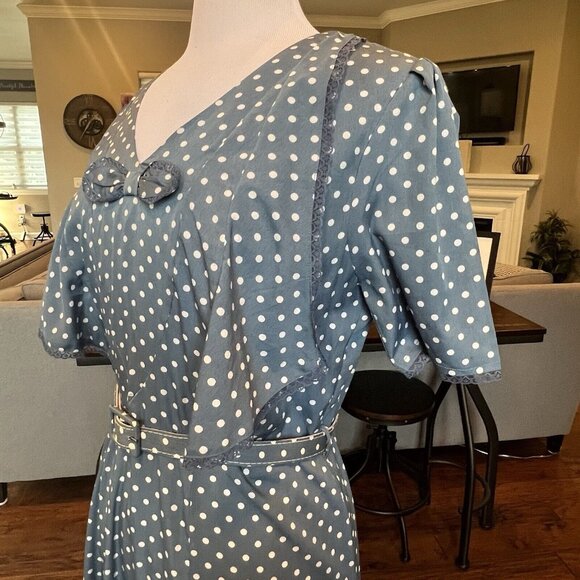 Hell Bunny Vixen Dress XL 40s 50s Style Polka Dot Tea Pin Up Rockabilly Retro L - Picture 6 of 10